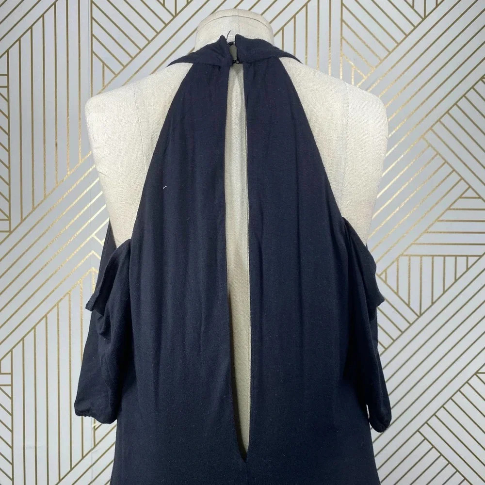 Haute Hippie Cold-Shoulder Jersey Mini Dress Black‎ - Picture 9 of 12